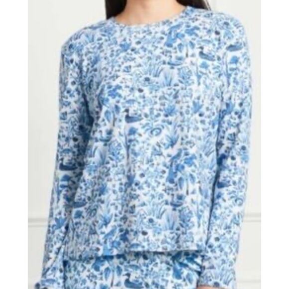 Hill House Other - Hill House Pajamas Sleep Set •Women S•Ducks Pants Top Blue White Pajama Cotton